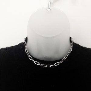 stainless steel choker chain necklace, chunky link