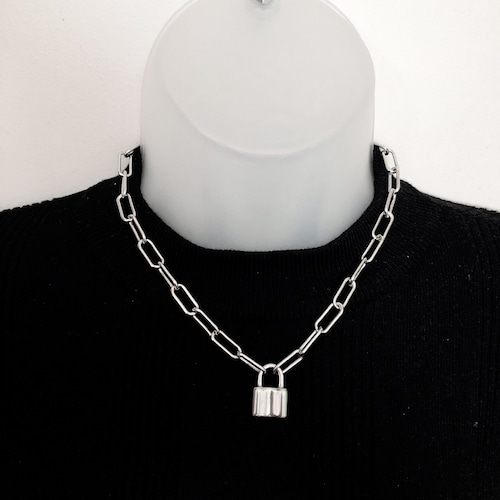 Lightweight Stainless Steel Padlock Necklace Padlock Etsy