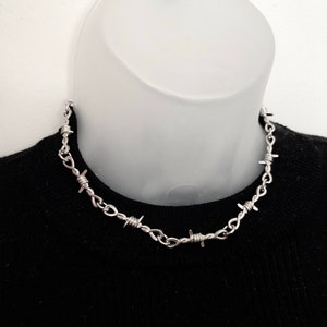 Clear Barbed Wire Metal Chain | Stainless Steel Lock Necklace | Transparent Acrylic Clavicle Chain | Nuggets Raw Mineral Natural Bracelets - Lock