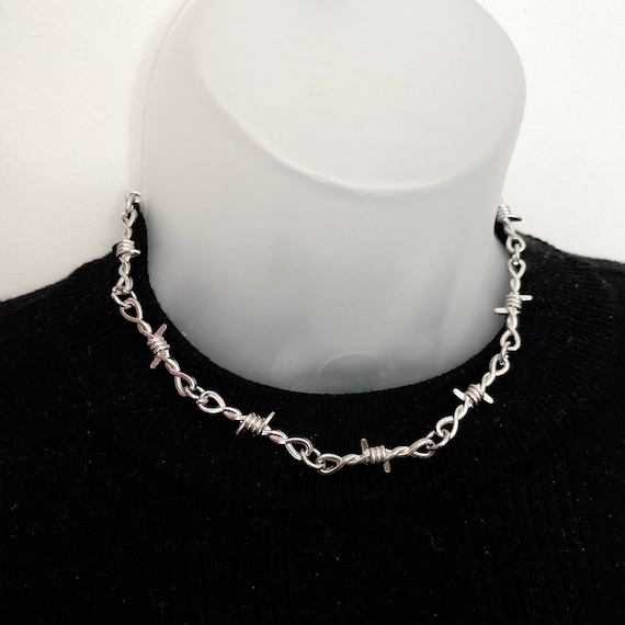 Hæderlig Perforering nederdel Barbed Wire Choker Barbed Wire Necklace Silver Barbed Wire - Etsy