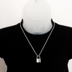 Unisex padlock necklace, stainless steel padlock necklace, silver padlock necklace, silver necklace