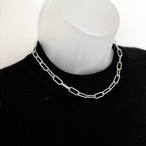 Stainless Steel Simple Chunky Link Necklace, silver necklace, silver choker, 90s, stainless steel chain