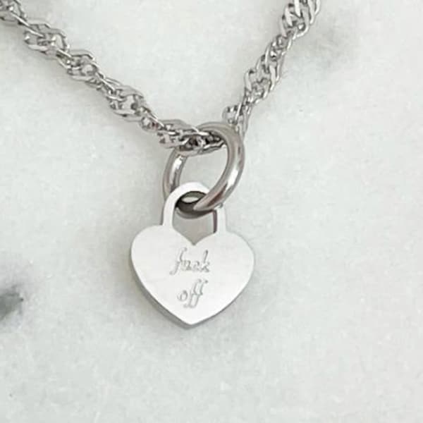 Silver F Off Necklace, Cheeky swear chain, stainless steel jewellery, gift for her friend