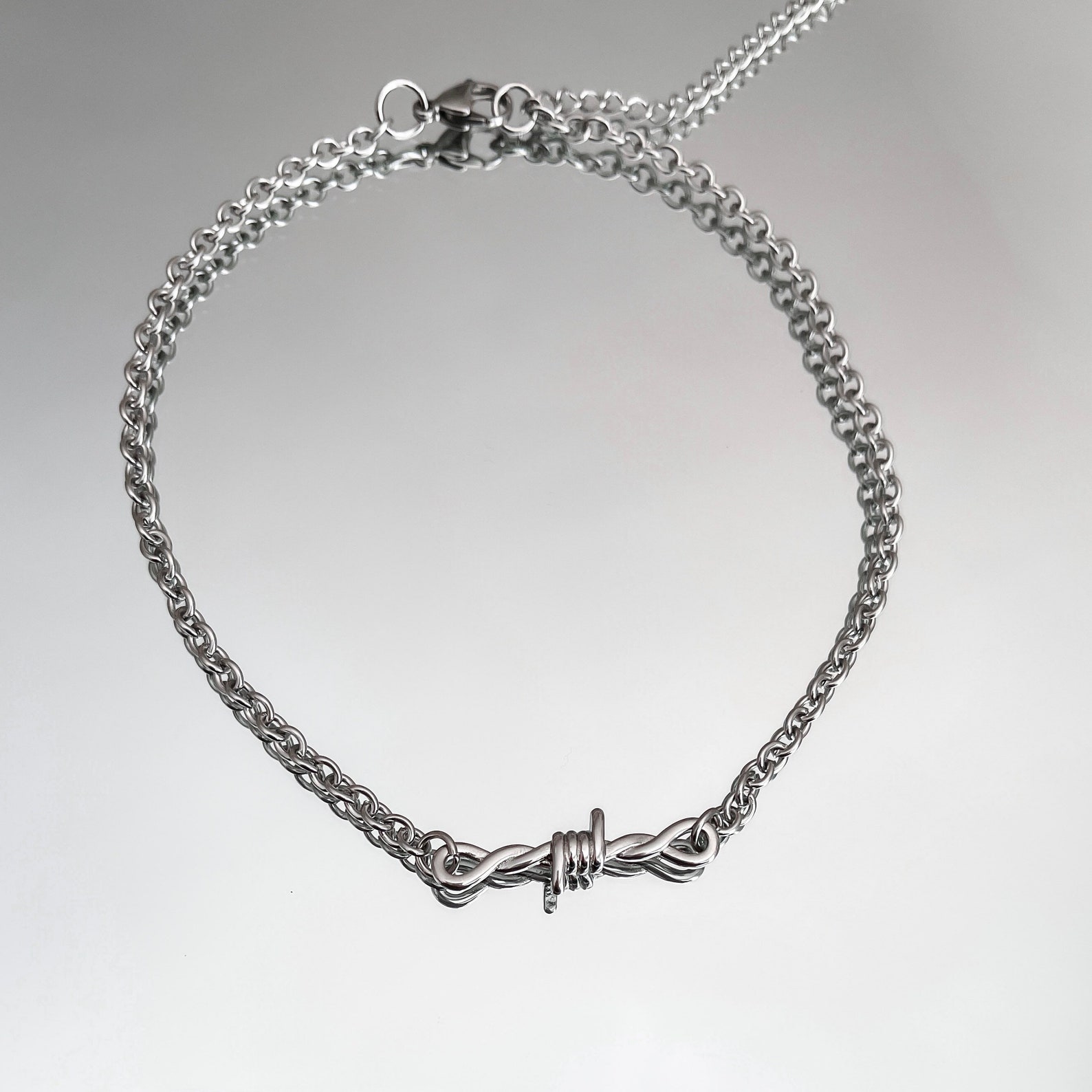 Barbed Wire Necklace Stainless Steel Barbed Wire Necklace Etsy