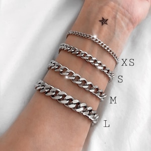 Silver unisex curb chain bracelets, stainless steel bracelets