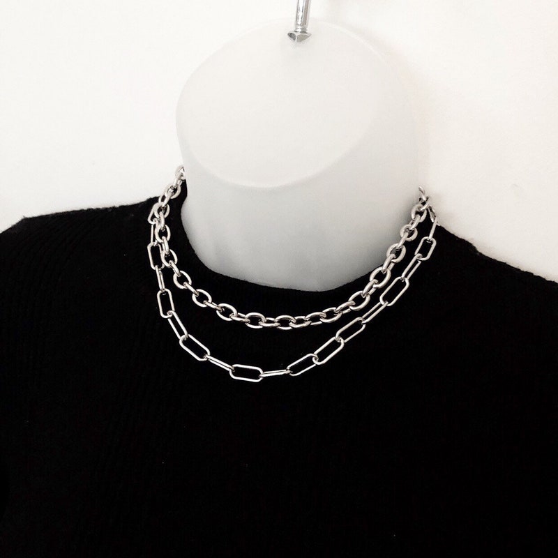 Chunky Shiny Gold & Silver Necklace main image 1