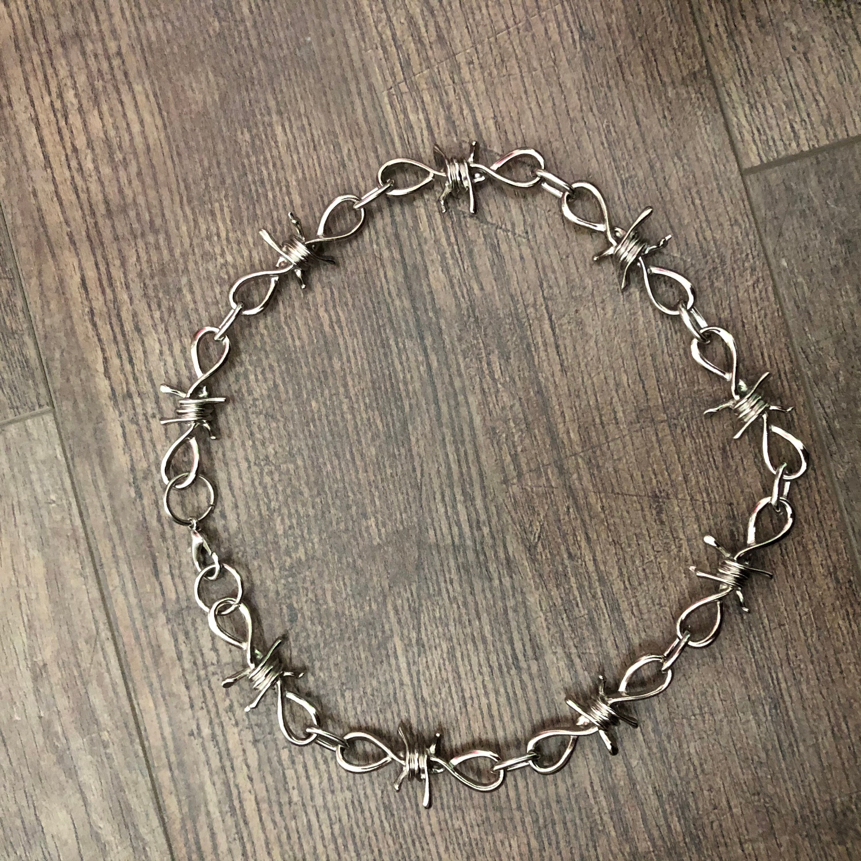 Steel chunky chain barbed wire chain barbed wire necklace Etsy