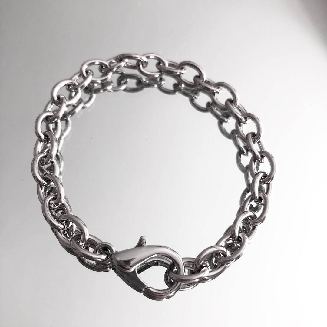 Stainless Steel Bracelet Chunky Chain Silver Bracelet - Etsy UK