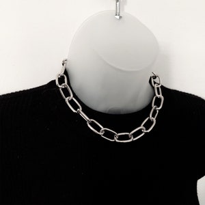 steel chunky chain necklace, 90s chunky chain, chunky steel choker, silver chunky choker