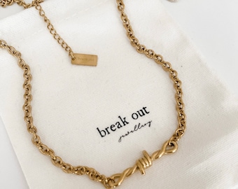 Gold Barbed wire choker, barbed wire necklace, silver barbed wire necklace, stainless steel barbed wire necklace