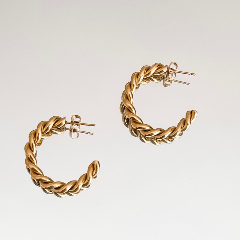 Gold twist hoops gold hoops gold hoop earrings twist earrings stainless steel hoops