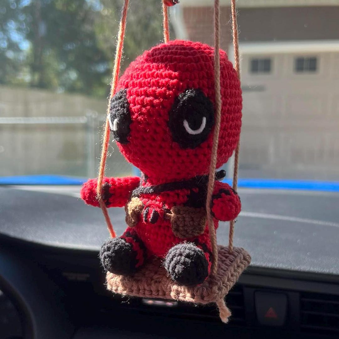 DEADPOOL Swing Amigurumi//rear Mirror Decor // Deadpool Car Decoration ...