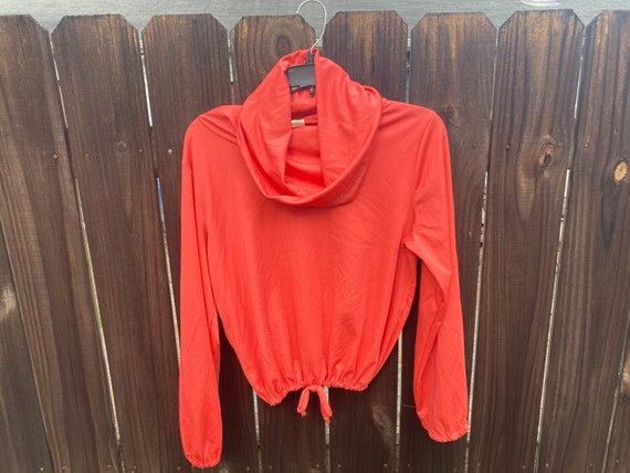 Coral polyester crop top