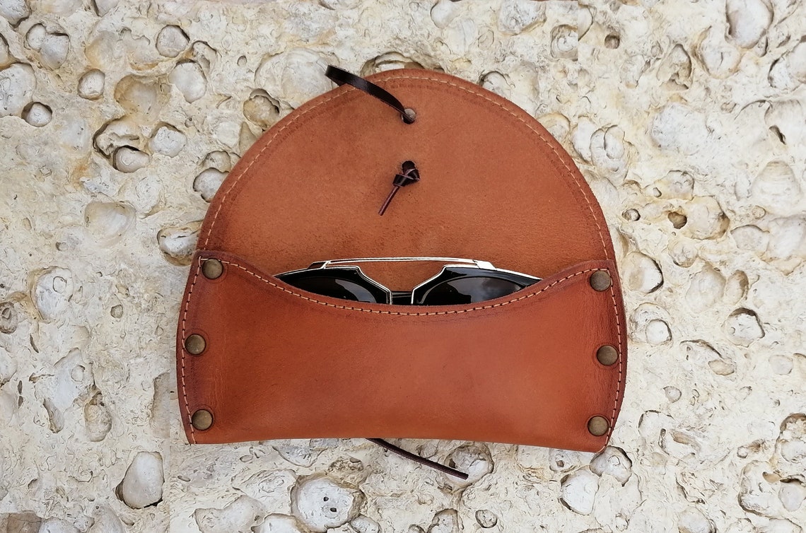 Vintage Leather Glasses Case in Brown Etsy