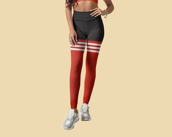 product of Canada eco-poly spandex fabric easy care fabric vibrant floral pink long leggings Asymmetrical print full length leggings