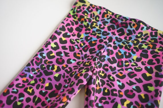 Pink Neon Multi-colored Leopard Print Girls Leggings Colourful Pattern Kids  Leggings Are Made in Canada Ages 4 12. 