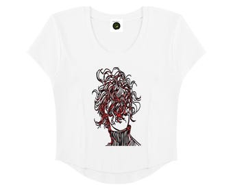 レディース パネルクロップドTシャツ