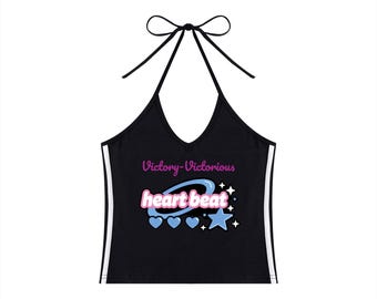 Top cropped feminino com decote halter e blocos de cores
