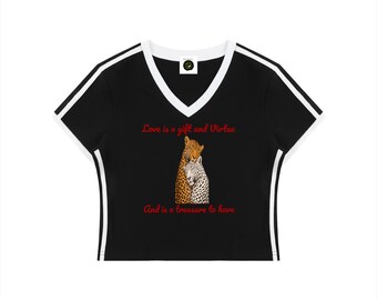 レディース レトロバインディング Vネック クロップドTシャツ