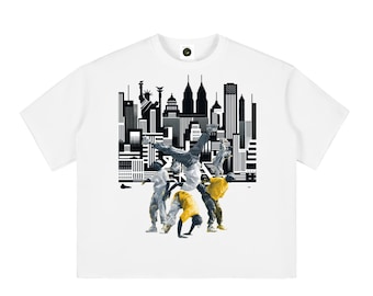 ボックス型ハーフスリーブローエッジTシャツ