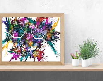 Sucrose, Sugar, Sweet Tooth, Alcohol Ink Art, Limited Run Prints, Molecular Inks, Scientist, Nerdy, Science, Foodie, Sweets