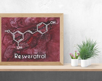 Resveratrol, Wine, Phenolic Compound, Alcohol Ink Art, Limited Run Prints, Molecular Inks, Scientist, Nerdy, Science, Foodie, Oenophilia
