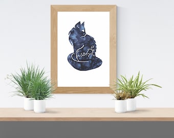 Galxaxy Cat, Alcohol Ink art, Limited Run Prints, Cat Lover, Oxytocin, Kitty, Molecular Inks, Nerdy, Science, Scientist