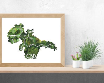 CBD, Cannabidiol, Cannibis, Alcohol Ink Art, Limited Run Prints, Molecular Inks, Scientist, Nerdy, Science, Pain relief, All Natural