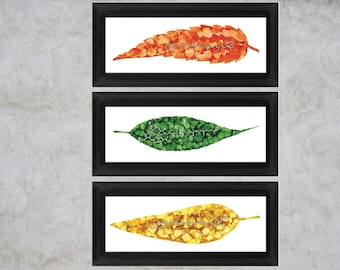 Leaf Series, Alcohol Ink art, Limited Run Prints, Molecular Inks, Chlorophyll, Beta Carotene, Lutein, Pigments, Fall Leaves, Photosynthesis