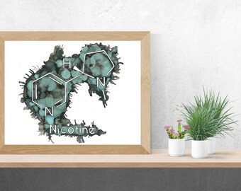 Nicotine, Smokes, Vaping, Cigarettes, Alcohol Ink Art, Limited Run Prints, Molecular Inks, Scientist, Nerdy, Science, Cigar, Vape, Abstract