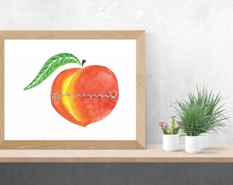 Peach, Alcohol Ink Art, Limited Run Prints, Beta-Carotene, Juicy, Molecular Inks, Scientist, Peachy, Nerdy, Science, Fruit, Foodie