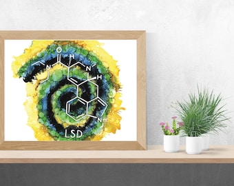 LSD, Alcohol Ink art, Limited Run Prints, Lysergic acid diethylamide, Molecular Inks, Acid, Hallucinogenic, High, Tripping, Altered Mind