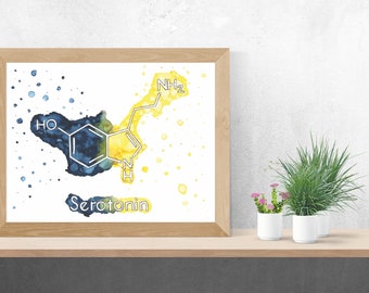 Serotonin, Mood Regulator, Alcohol Ink Art, Limited Run Prints, Molecular Inks, Scientist, Science, Happiness, Depression, Neurotransmitter