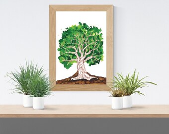Twisty Tree, Alcohol Ink Art, Limited Run Prints, Molecular Inks, Scientist, Tree, Doodles, Nature, Oak, Oak Tree, Dendrophile