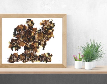 Theobromine, Chocolate, Alcohol Ink Art, Limited Run Prints, Molecular Inks, Scientist, Nerdy, Science, Foodie, Stimulant, Food of the Gods