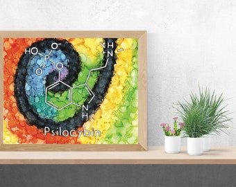 Psilocybin, Alcohol Ink art, Limited Run Prints, Magic Mushroom, Molecular Inks, Hallucinogenic, High, Tripping, Altered Mind, Euphoria