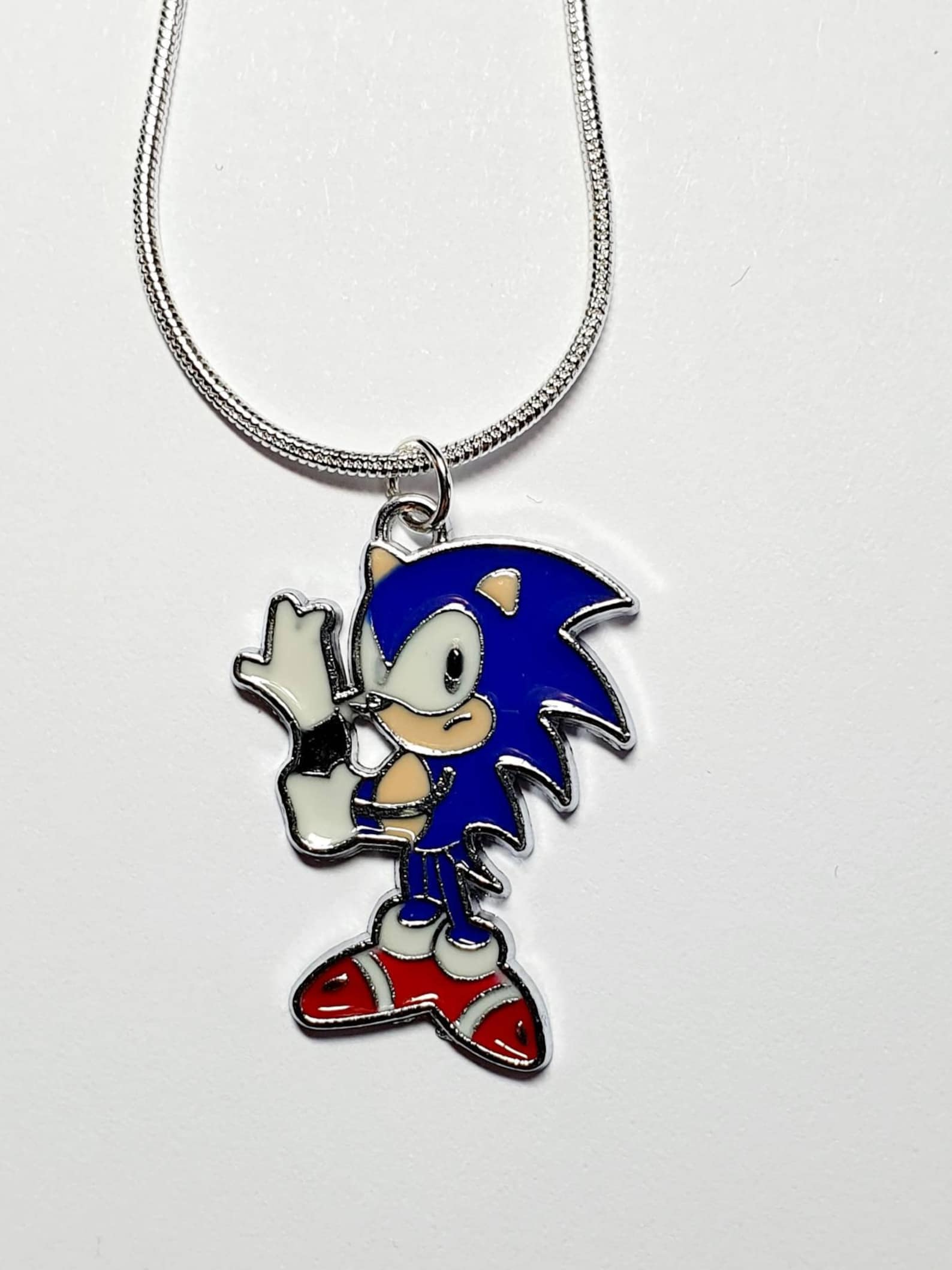 Sonic the Hedgehog Necklace on Silver Plated Chain | Etsy