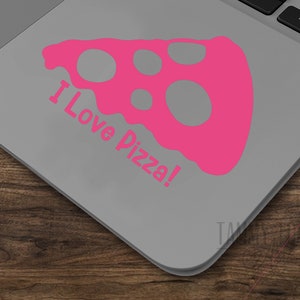 I Love Pizza Vinyl Decal Sticker for laptop, skateboard, notebook, journal, car, window, mirror, etc.