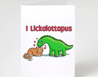 Lickalottapus Valentines Day Card, Funny Lesbian Greeting Card, Lesbian Girlfriend Valentines Birthday Card, Anniversary Folding Card