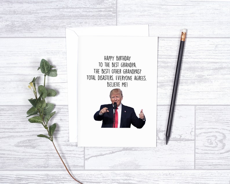 Funny Grandpa Birthday Card Trump Grandpa Card Happy | Etsy