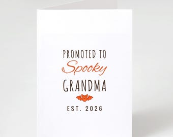 Promoted to Spooky Grandma Est 2026 Card, Halloween Pregnancy Announcement