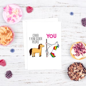 1 Year Sober Card, Sobriety Birthday Gift for Friend immagine 4