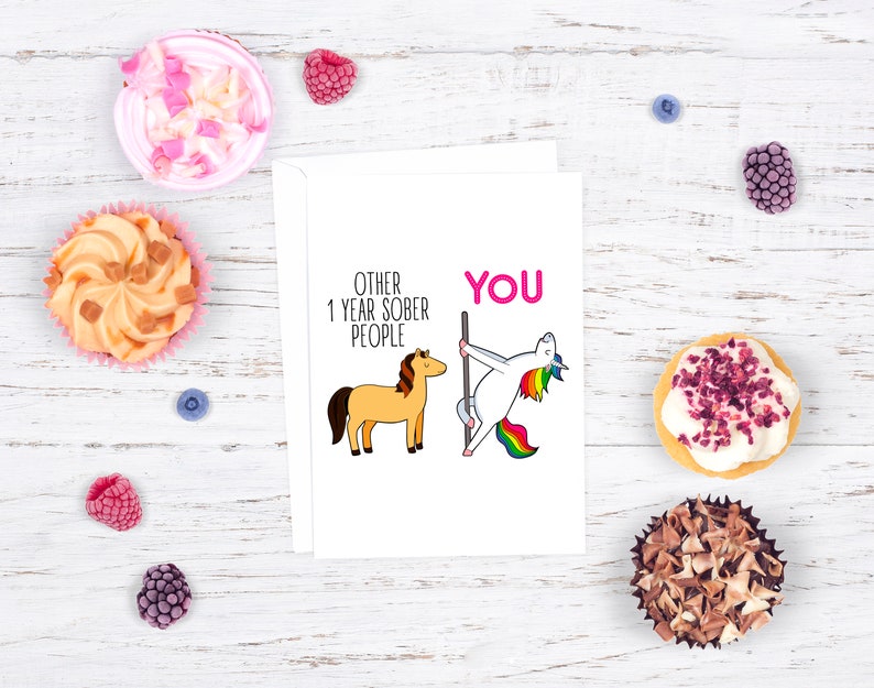1 Year Sober Card, Sobriety Birthday Gift for Friend immagine 4