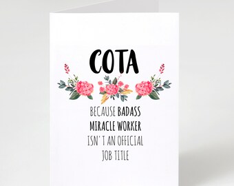 Cota Card, Certified Occupational Therapist Assistant Birthday Card,  Card