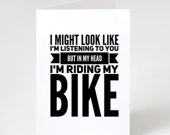 Bike Brain Mode Card, Funny Gift for Cyclists