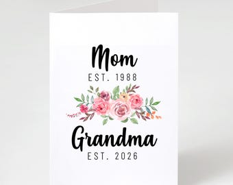 Tarjeta personalizada para la nueva abuela, tarjeta de anuncio de embarazo, tarjeta plegable de anuncio de bebé, tarjeta de felicitación para la abuela