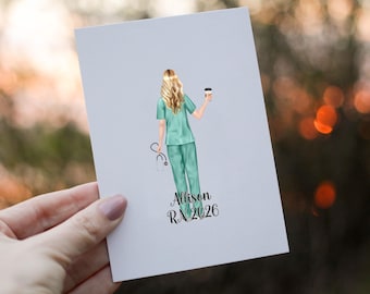 Personalized Nurse For Woman Card, Nurse Graduation Birthday Card, Nurse Greeting Card, Registered Nurse Folding Card