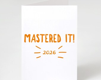 Mastered It! | 5x7 Folded Matte Card | For Masters Degree Graduates