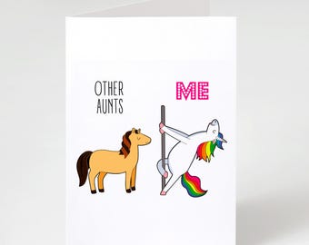 Tarjeta "Otras tías" / Tarjeta de felicitación plegable mate de 5x7 pulgadas / Para tía de parte de sobrina o sobrino