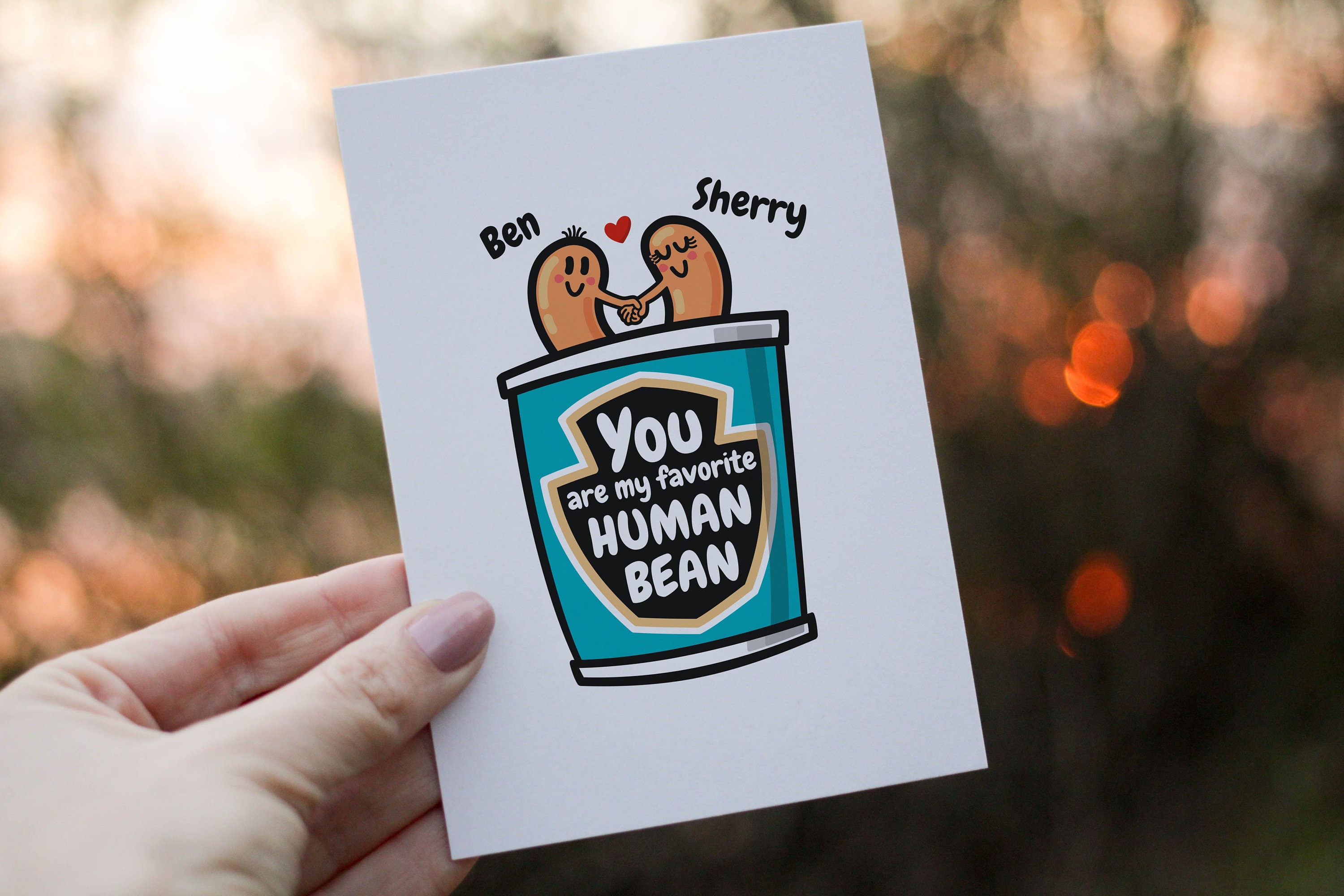 Personalized Human Bean Card Favorite Human Bean Birthday Etsy